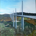 Le viaduc de Millau - Huile sur toile 33x55 -  02.2009