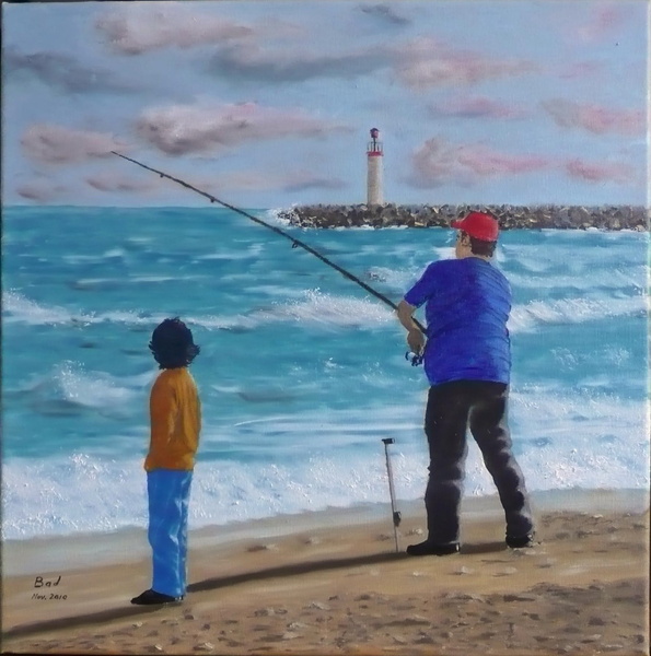 Le pêcheur et l\'enfant - Huile sur toile 40x40  - 11.2010.jpg