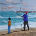 Le pêcheur et l'enfant - Huile sur toile 40x40  - 11.2010