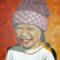 Petite vietnamienne au bonnet -Huile sur toile 46x38 -  8.2.2011
