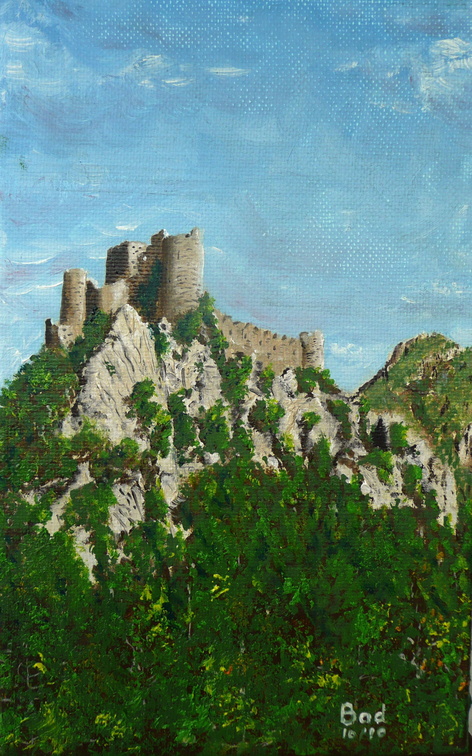 Le château de Puilaurens - Huile sur toile 14x22  09.2010