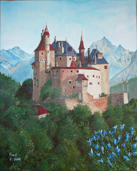 Le château de Menthon - Huile sur toile 41x33 - 08.2011.jpg