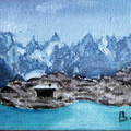 Lac de montagne - Huile sur toile 7x10 - 12.2011