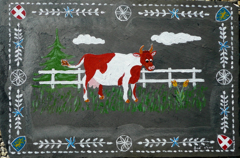 Vache romantique - Acrylique sur ardoise 46x30 - 01.2012.jpg