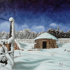 Cadole sous la neige - Huile sur toile 30x30 - Mars 2012