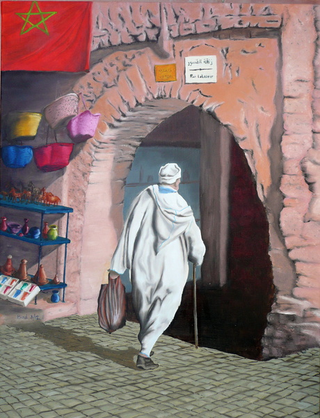 Dans le souk de Marrakech - Huile sur toile 65x50 - Mars 2012.jpg