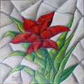 Fleur rouge en mosaïque - Huile sur toile 20x20 - 02.2013.jpg