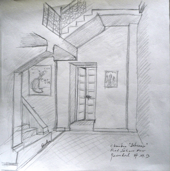 Chambre Delacroix au Riad - Crayon sur papier A4 - 27.09.2013.jpg