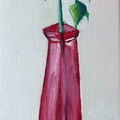 Rose au soliflore rouge - Huile sur toile 10x30 - 01.2015