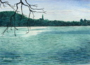 Le lac vu du parc Charles Bosson I- Crayon pastel 22x15 - 10.2015