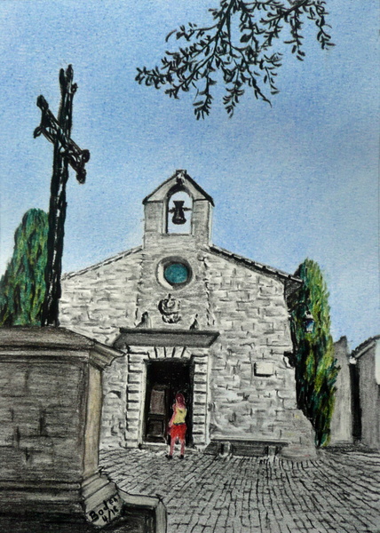La Chapelle des Baux de Provence - Crayon Pastel 15x21 - 04.2016.jpg