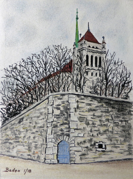 La Cathédrale Saint-Pierre à Genève  - Crayon pastel 15x21 - 01.2018.jpg