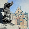 La statue de Jérémie à Genève - Crayon pastel - 03.2018