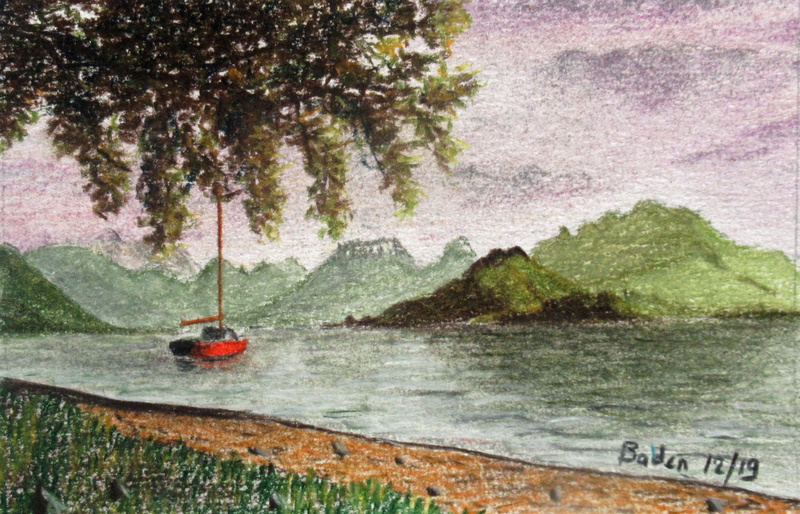 Lac à Saint Jorioz - Crayon Pastel 15x10 - 12.2019.jpg