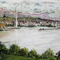 La baie de Genève (d'après A. Stutz) - Pastel 30x20 - 02.2020