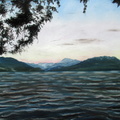 Lever de soleil sur le lac d'Annecy - Pastel 30x20 - 09.2020