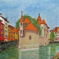 Le Palais de l'Isle à Annecy - Crayon-pastel 20x15 - 01.2025