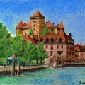 Le Château d'Annecy - Crayon pastel 20x15 - 03.2025
