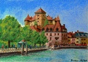 Le Château d&#039;Annecy - Crayon pastel 20x15 - 03.2025