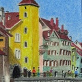 Le pont Morens à Annecy - Crayon pastel 15x20 - 07.2025