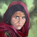 Afghane aux yeux verts - huile sur toile 65x54 - 12.2025 - D'après une photographie de Steve McCurry